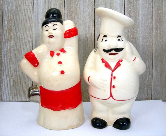 Salt And Pepper Shakers Italian Chef And Sexy Wife Vintage Etsy