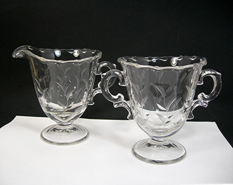 Fostoria Century Cream and Sugar Set Elegant Clear Glass Etsy