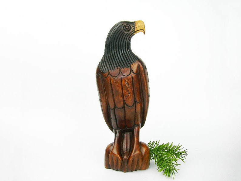Wood Eagle Statue Vintage Folk Art Handcarved Eagle that Etsy