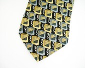 Jerry Garcia Mens Necktie, 100% Silk "Butterfly Trap" Collection 14, Made in USA, Black Gray Tan Gold White, Grateful Dead, Gift for Him