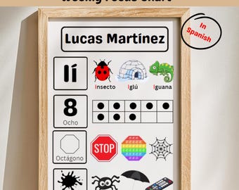 Spanish Circle Time & Weekly Focus Chart | Letters, Numbers, Shapes, Colors recognition | Preschool Printable | Homeschool | Montessori
