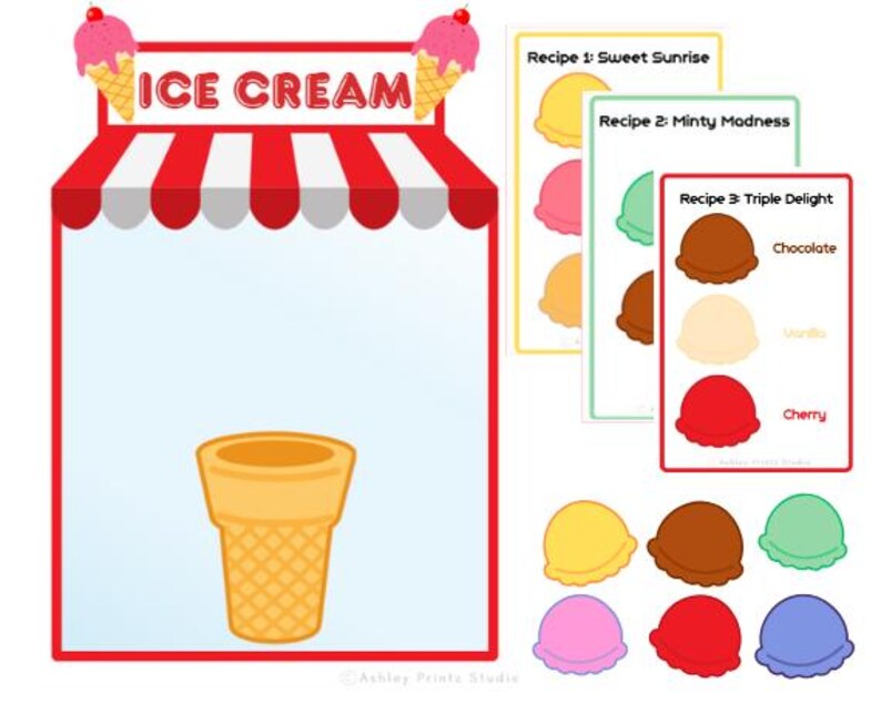 Build an Ice Cream Recipe Game | Printable Colors &amp; Pattern Activity ...