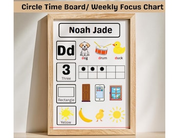 Circle Time | A2 Poster | Weekly Focus Chart | Letters, Numbers, Shapes, Colors recognition | Preschool Printable | Homeschool | Montessori