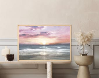 Ocean Sunset Canvas Print: Abstract Coastal Seascape Wall Art