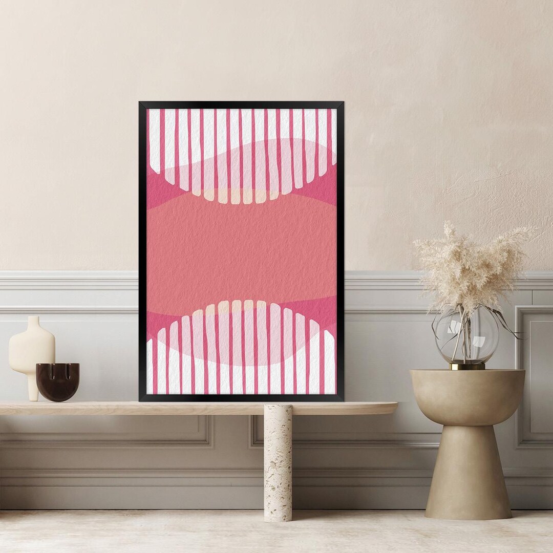 Pink Geometric Abstract Canvas Print - Modern Archival Wall Art - Etsy
