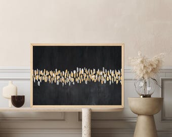 Black & Gold Abstract Canvas Print: Minimalist Wabi Sabi Art