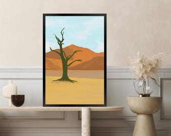 Desert Tree Canvas Print: Modern Western Landscape Art