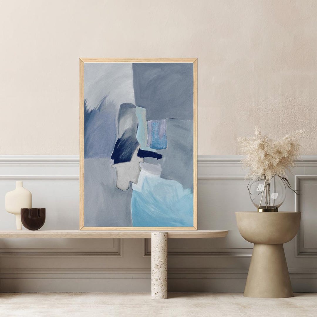 Abstract Blue Canvas Print - Minimalist Color Block Wall Art - Modern ...