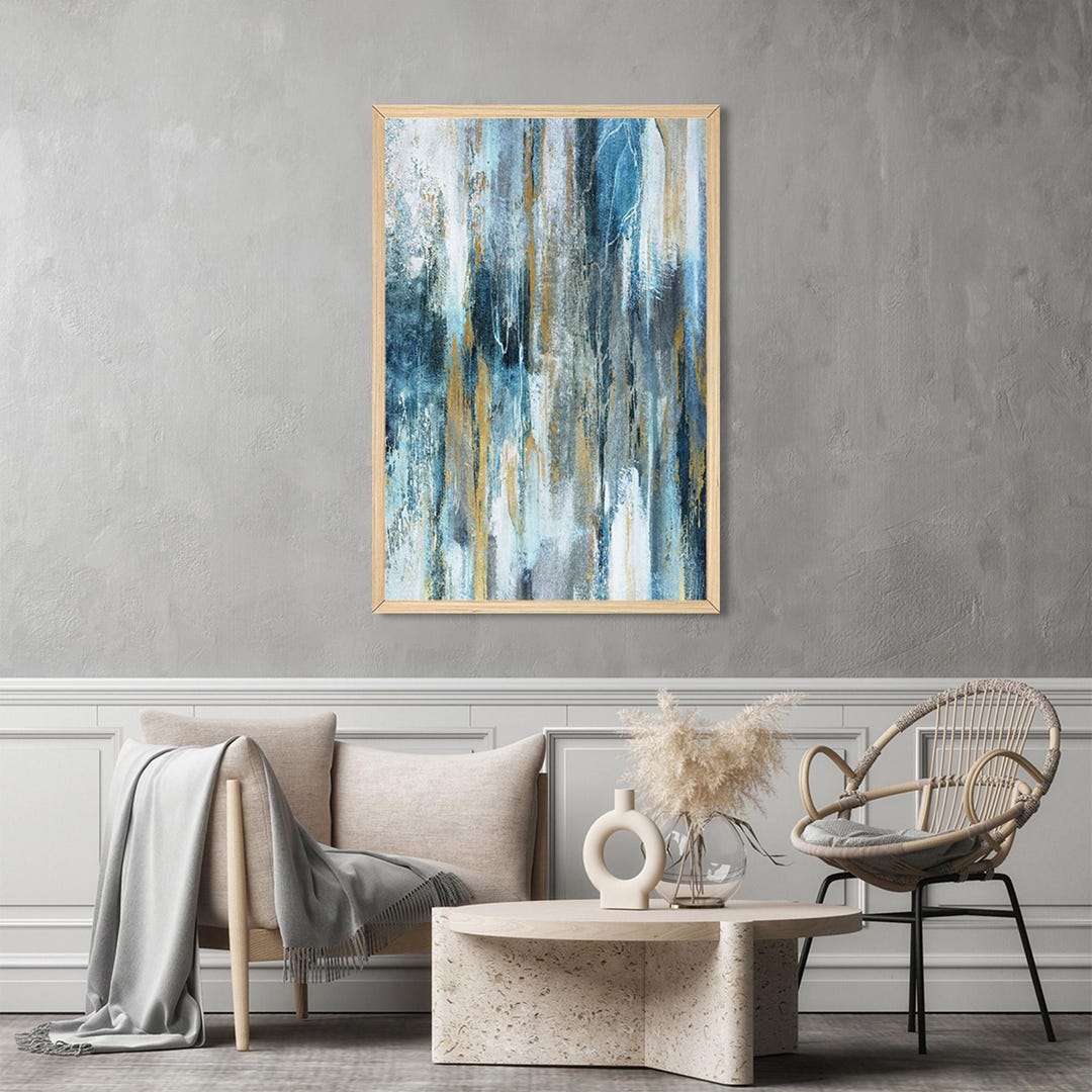 Blue Abstract Canvas Art Print: Modern Home Decor - Etsy