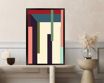 Abstract Geometric Lines Canvas Print - Modern Colorful Wall Art