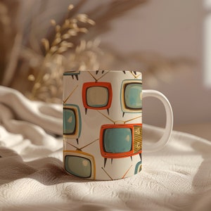 Mid Century Modern Mug, Retro Coffee Cup, Geometric Coffee Mug, Abstract Mug, Gift for Mid Century Lover, Coffee Gift, Retro Kitchenware