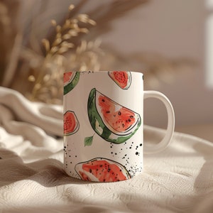 Watermelon Mug, Fruit Mug, Summertime Fruit Mug, Fruity Mug, Fruit Coffee Mug, Summer Fruit Mug, Fruit Ceramic Mug, Ceramic Mug, Watermelons