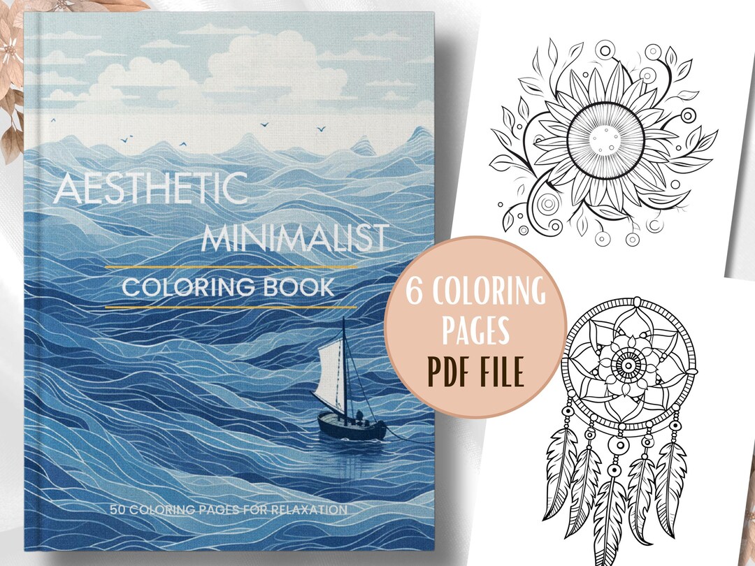 Aesthetic Minimalist Coloring Book | Instant Download 6 Page PDF - Etsy