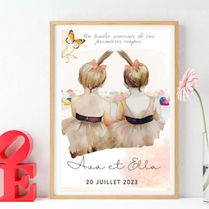Ma premiere mèche de cheveux bébé - Affiche numérique personnalisée - Souvenir de la première coupe de cheveux Cadeau unique pour naissance