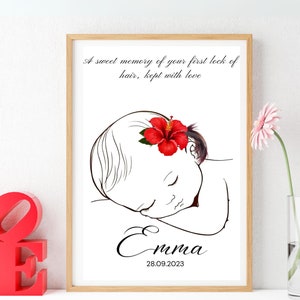Baby&#39;s First Lock Keepsake - Personalized First Haircut Print - Newborn Gift - Baby Memory - Nursery Wall Art - Custom Decor