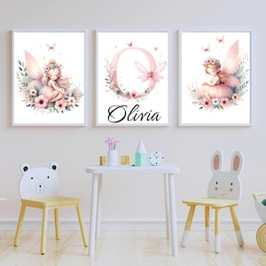 Set of 3 Fairy-Themed Digital Prints - Enchanting Wall Art for Baby Girl&#39;s Nursery - Personalized Newborn Gift - wall art fairies