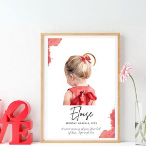 Poster numérique personnalisé de la première mèche de cheveux de bébé - Carte décoration pour chambre bébé - Cadeau premier coupe de cheveux