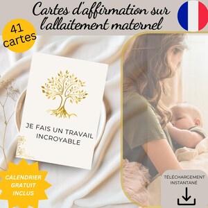 Cartes d'Affirmation Positives pour Mamans Allaitantes - Renforcez votre Confiance en Allaitement - Fichier Téléchargeable Calendrier Inclus