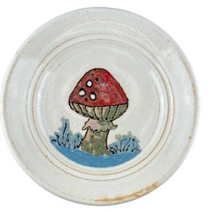 Small Red Mushroom Plate, decorative ring or trinket dish image 1