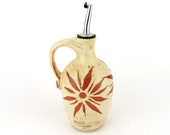 Olive Oil Bottle, 14 oz. Olive Oil Cruet, Oil Bottle with Burnt Orange Sunburst Design