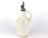 Creamy White Olive Oil Bottle, 15 oz. Olive Oil Dispenser, Stoneware Oil Cruet, Handmade Pottery