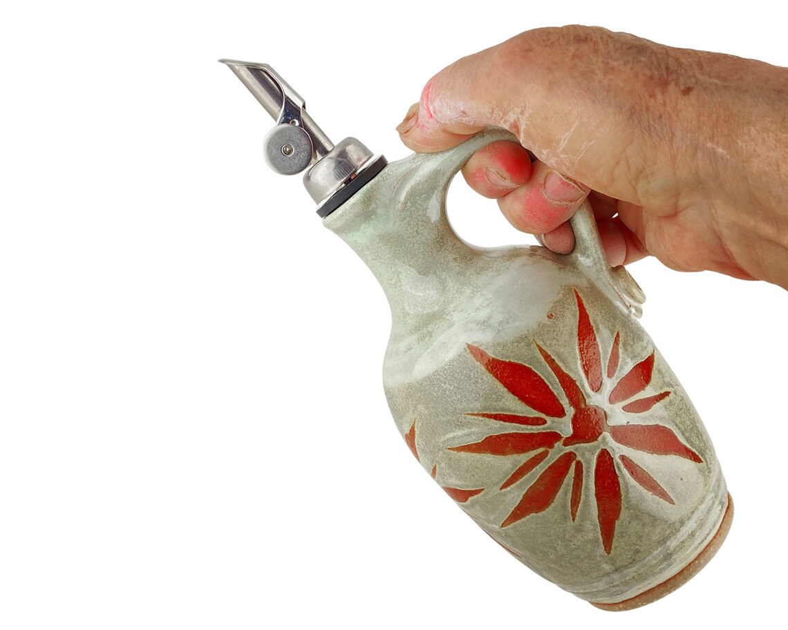 Olive Oil Cruet 14 oz Olive Oil Bottle Handmade Stoneware Etsy