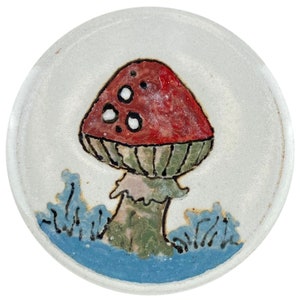 Small Red Mushroom Plate, decorative ring or trinket dish image 3