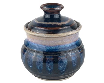 Lidded Jar, Pottery Sugar Bowl, Stoneware Storage Jar, Small Canister