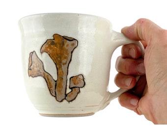 Handmade 16 oz Chanterelle Mushroom  Stoneware Mug, Latte Mug
