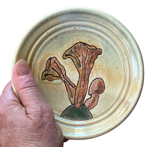 Small Chanterelle Mushroom Plate, decorative ring or trinket dish image 4