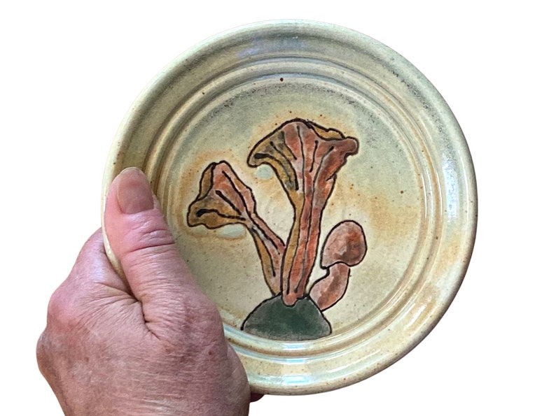 Small Chanterelle Mushroom Plate, decorative ring or trinket dish image 4