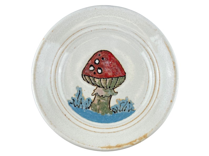 Small Red Mushroom Plate, decorative ring or trinket dish image 1