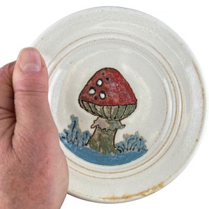 Small Red Mushroom Plate, decorative ring or trinket dish image 2