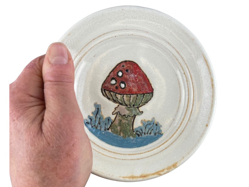 Small Red Mushroom Plate, decorative ring or trinket dish image 2