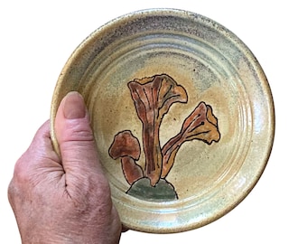 Small Chanterelle Mushroom Plate, decorative ring or trinket dish