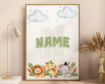 Personalized Nursery Wall Art Custom Baby Name Letter Print Beautiful Kids Room Decor Digital Download