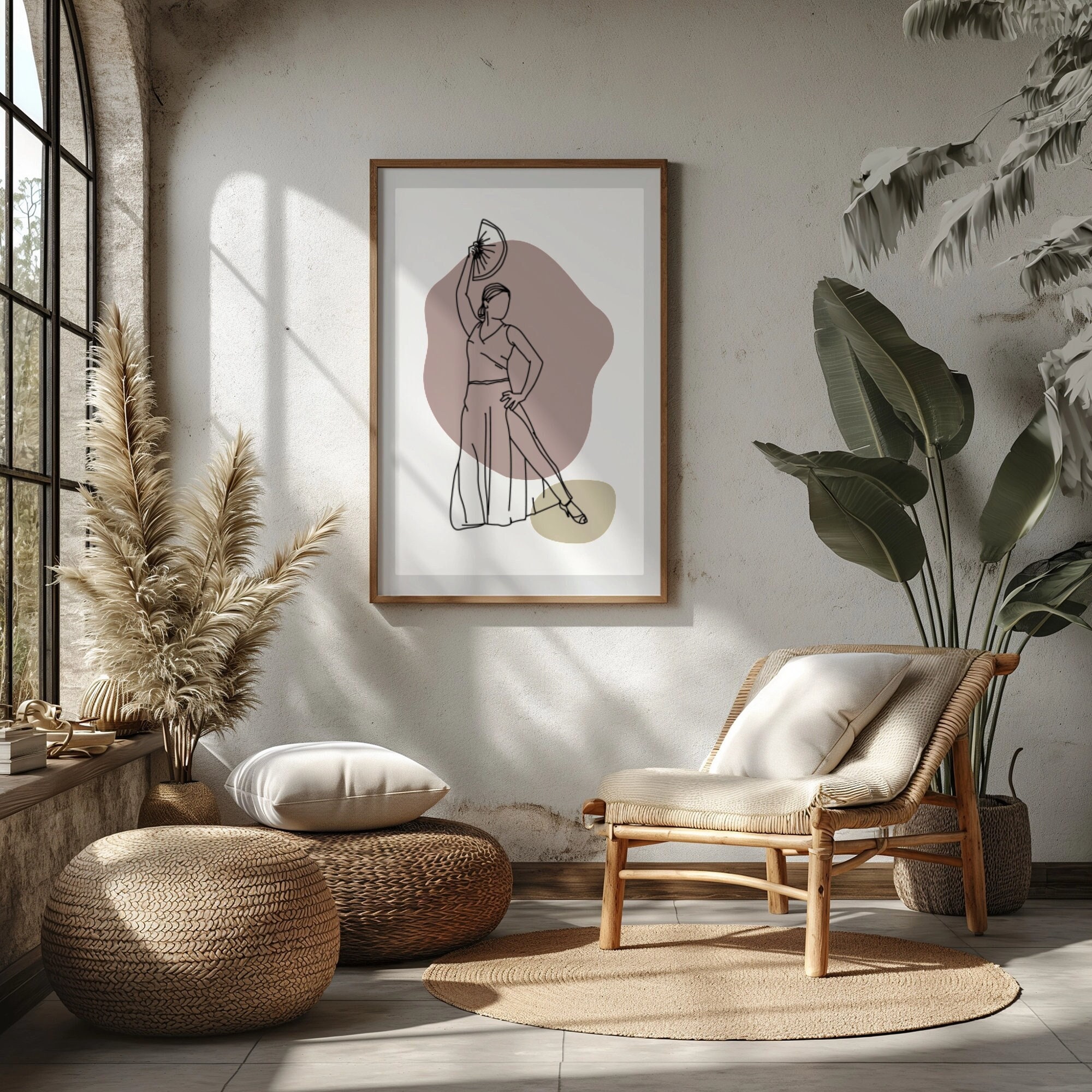 Downloadable Wall Art Minimalist Line Art Print Modern Spanish Flamenco Dance Decor Boho Abstract Artwork Gift for Home Decor