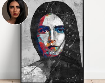 Custom Black & White Portrait From Photo, Modern Monochrome Art