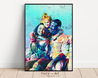 Custom Family Portrait From Photo: Vibrant Abstract Wall Art