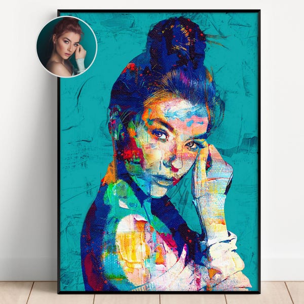 Custom Abstract Oil Painting from Photo: Personalized Anniversary or Memorial Portrait
