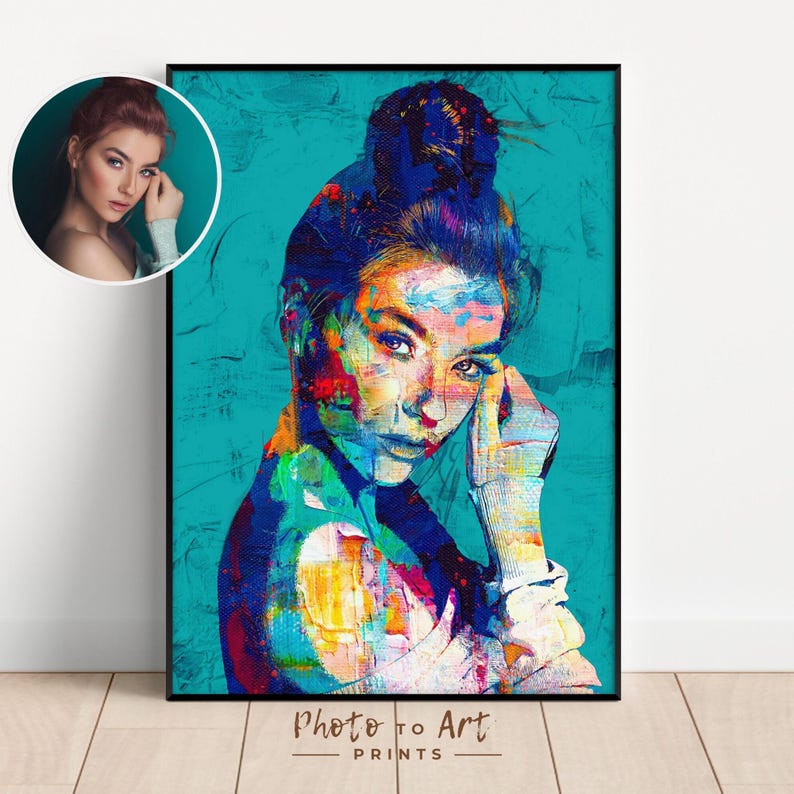 Hand Drawn Custom Abstract Portrait From Photo - Vibrant Heirloom Wall ...