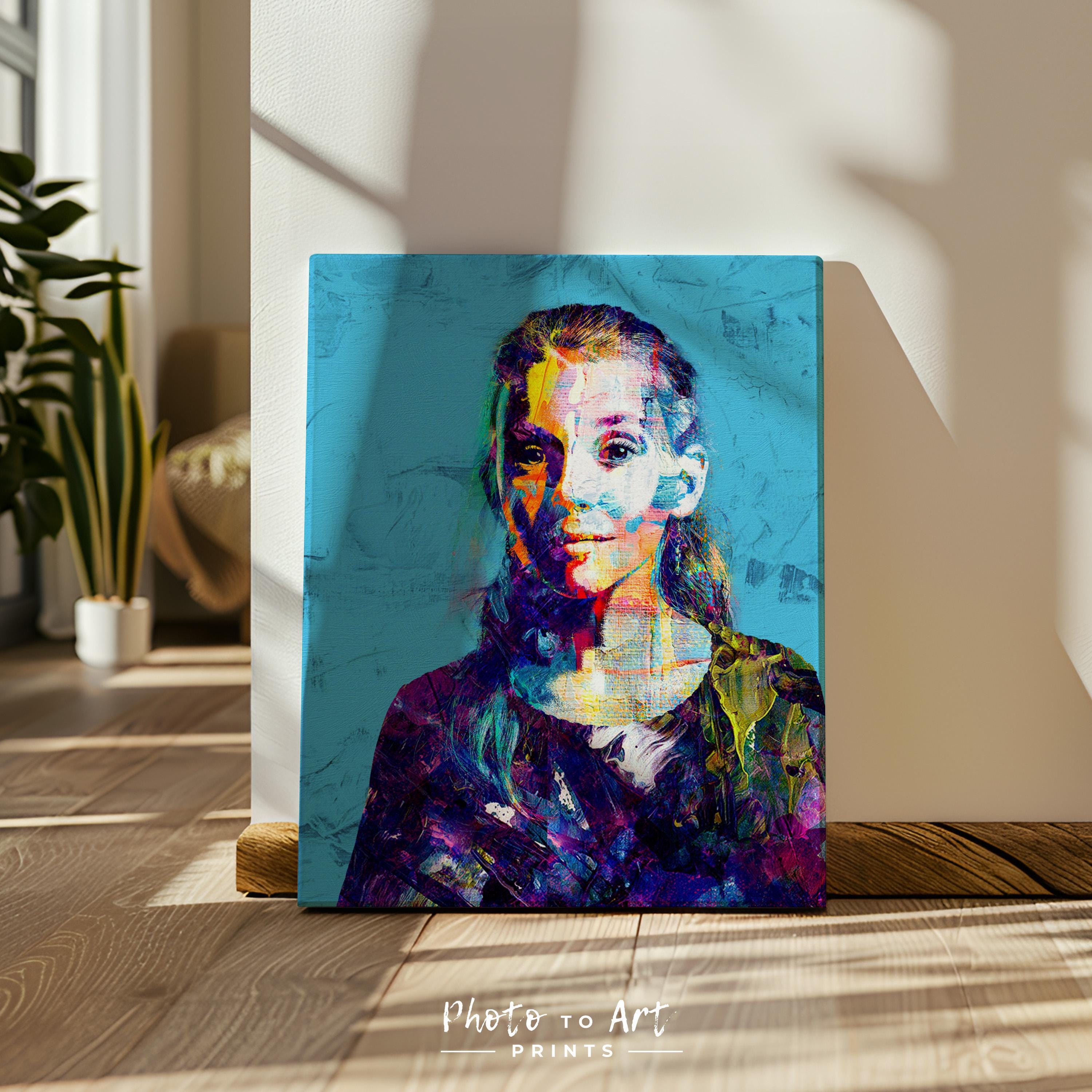 Hand Drawn Custom Abstract Portrait From Photo - Vibrant Heirloom Wall ...