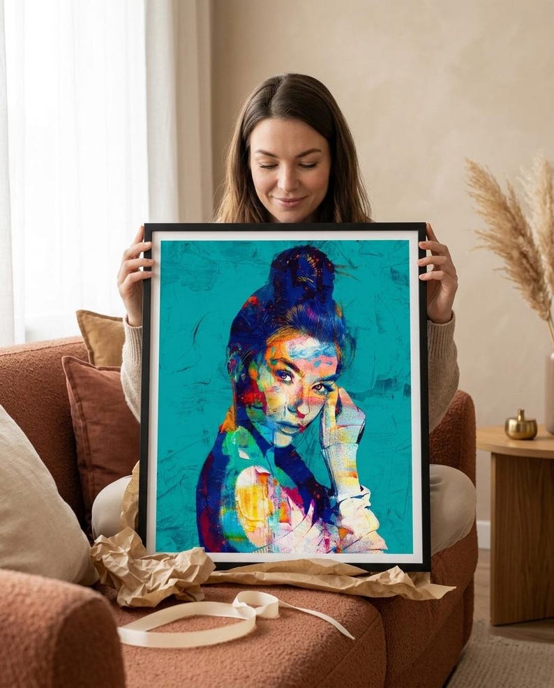 Custom Abstract Oil Painting from Photo: Personalized Anniversary or Memorial Portrait image 5