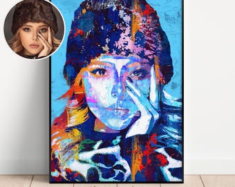 Hand Drawn Custom Abstract Portrait From Photo - Vibrant Heirloom