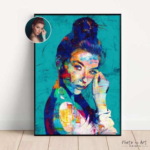 Custom Abstract Oil Painting from Photo: Personalized Anniversary or Memorial Portrait