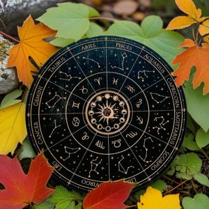 Zodiac Circle Tarot Board — Astrology Grid with Signs and Constellations — Spiritual Gift for Witches, Celestial Gift,  Functional Altar