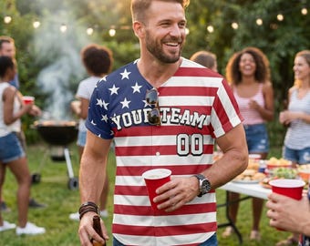 Iconic Classic Stars Stripes Baseball Jersey Custom Name Team USA 250th Anniversary Father's Day Dad Gift Patriotic Semiquincentennial 1776