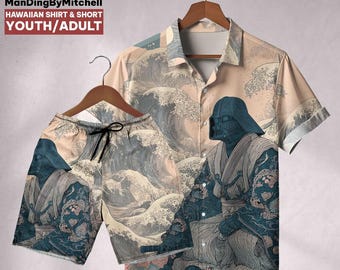Vintage Darth Vader Tsunami Hawaiian Shirt, Dad Shirt, Disneyland Paris, Star Wars Father Shirt, Birthday Gift, Gift for him, Vacation Shirt