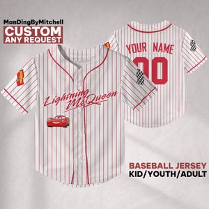 Personalize Cars Lightning Mcqueen Cute, Disney Cars Baseball Shirt, Cars Team Jersey, Personalized Disney Outfit