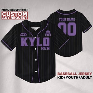 Custom Star Wars Kylo Ren Icon Simple Baseball Jersey, Kid Adult Matching Baseball Jersey, Gift for Star Wars Fans